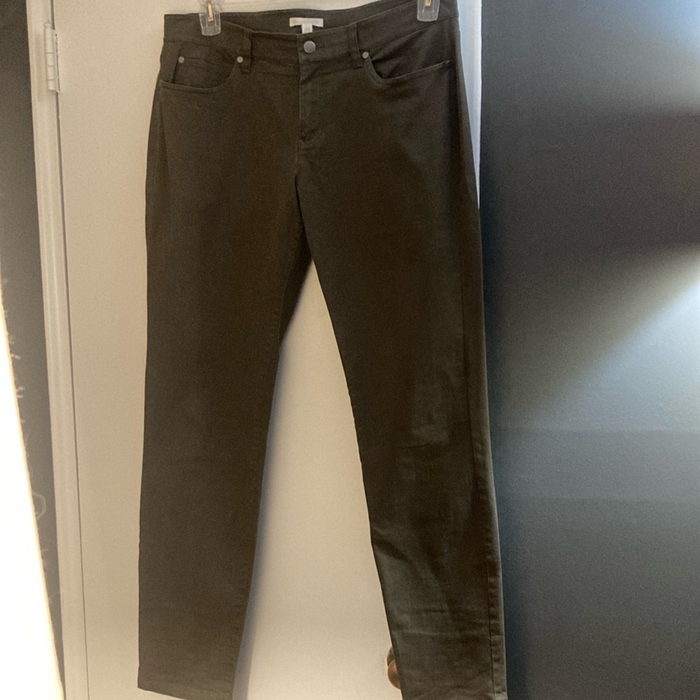 Eileen Fisher Seuded Cotton Jean Size 12 Color Army Green